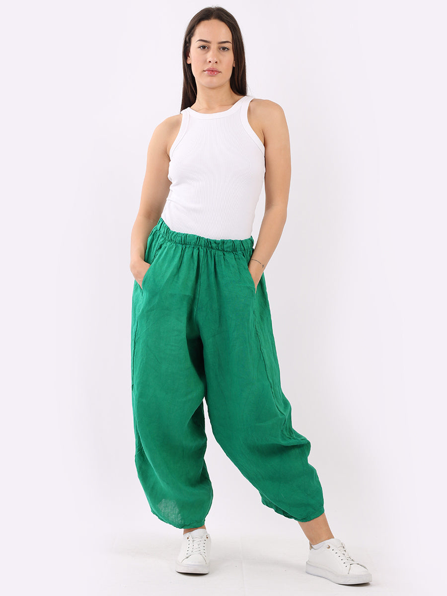 Plain Linen Trouser Green