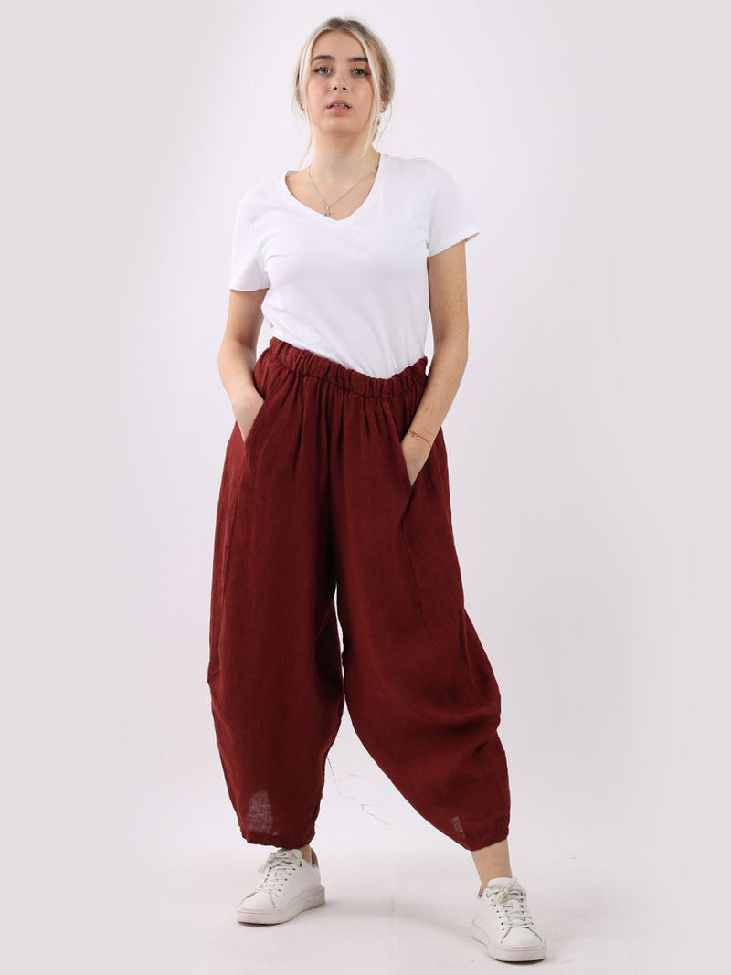 Plain Linen Trouser Rust