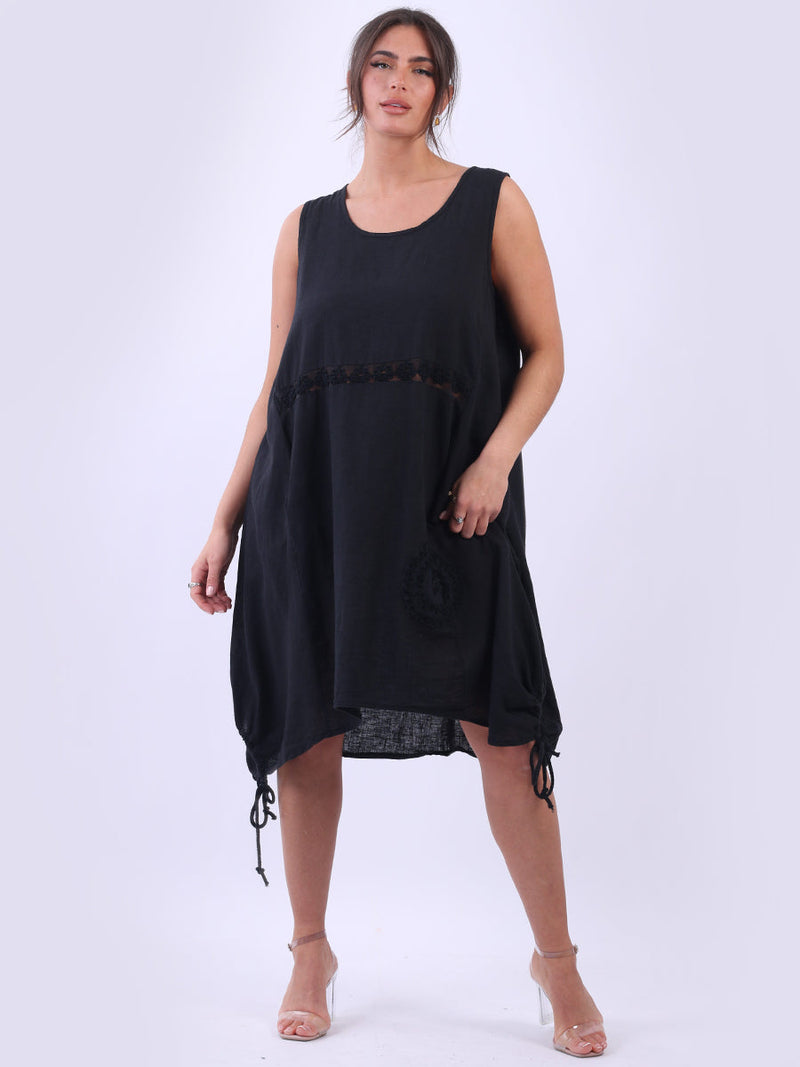 Sleeveless Linen Tank Dress Black