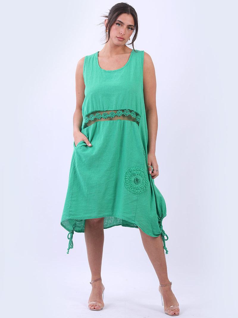 Sleeveless Linen Tank Dress Green