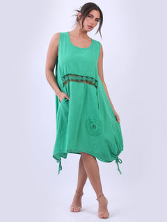 Sleeveless Linen Tank Dress Green