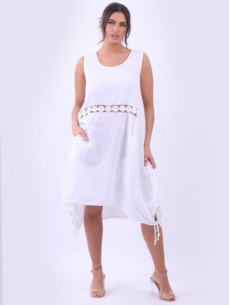 Sleeveless Linen Tank Dress White