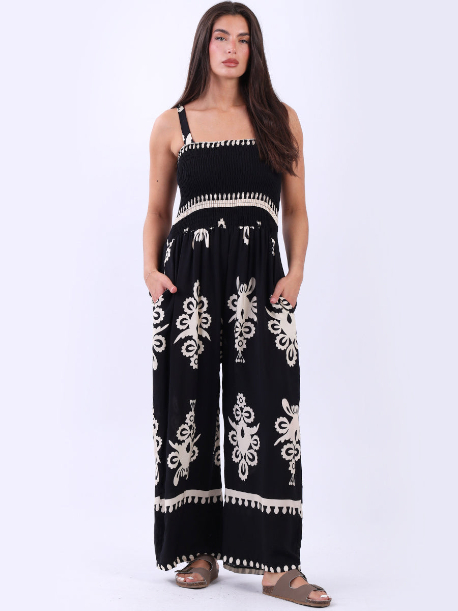 Wide Leg Strappy Jumpsuit Black