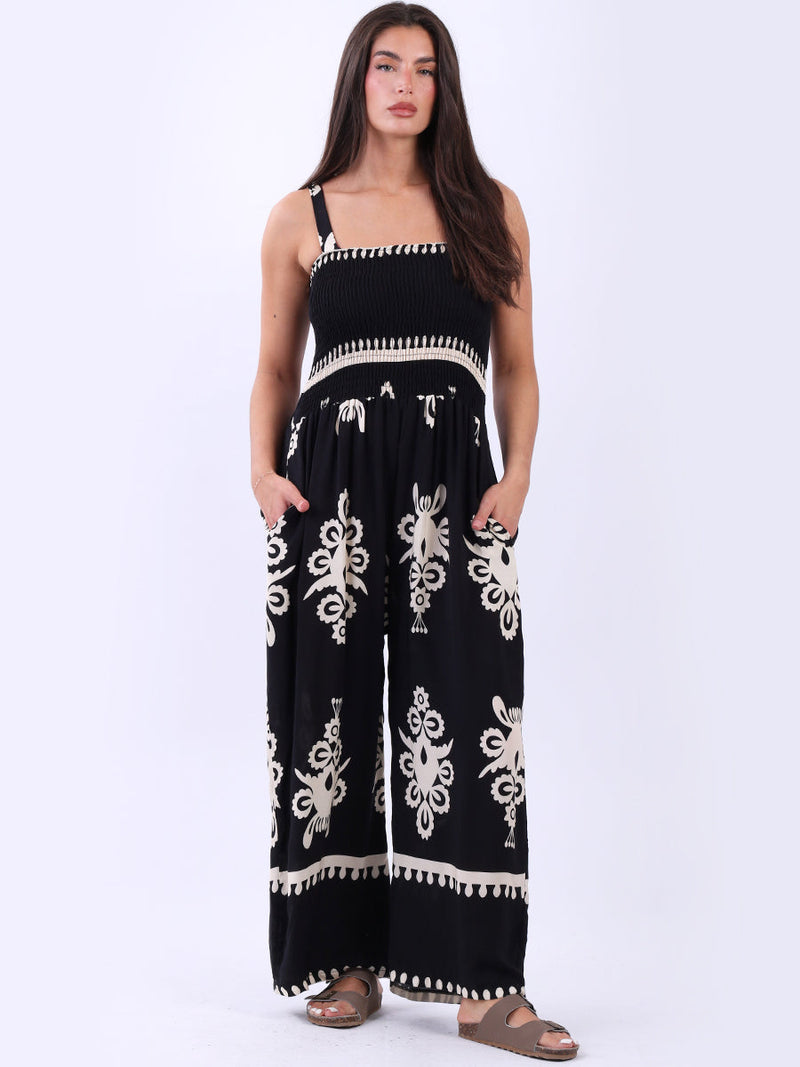 Wide Leg Strappy Jumpsuit Black