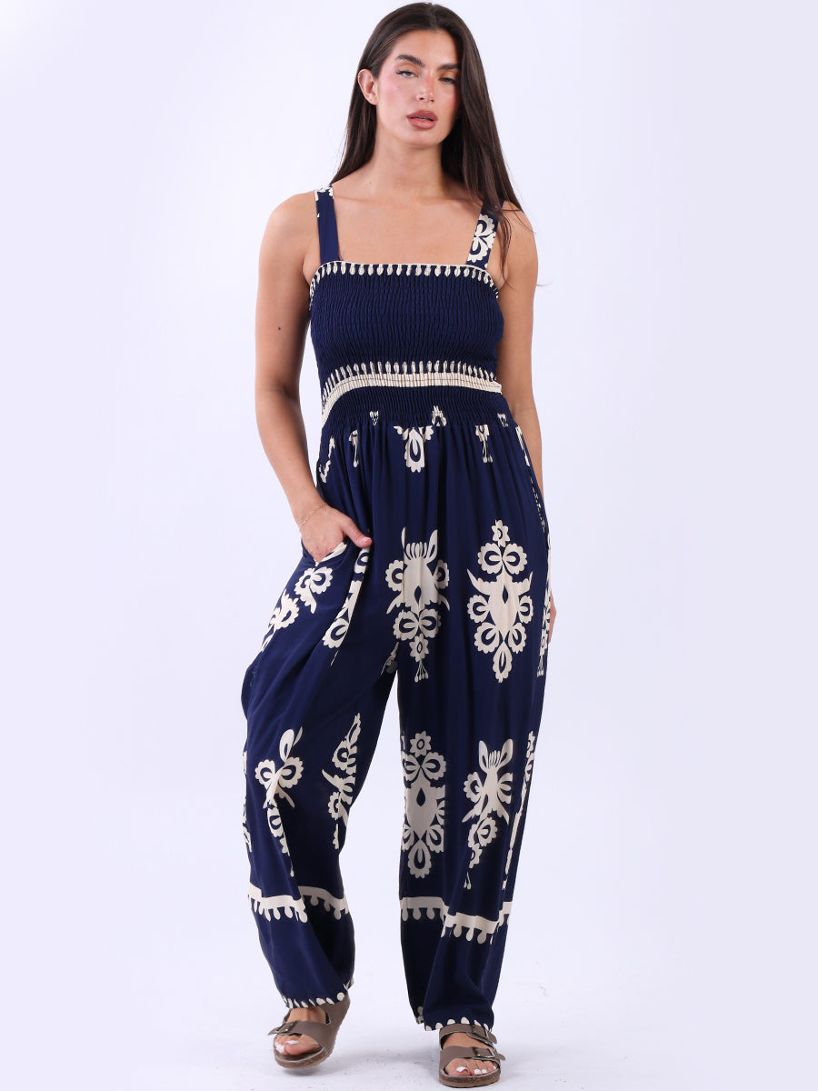 Wide Leg Strappy Jumpsuit Navy