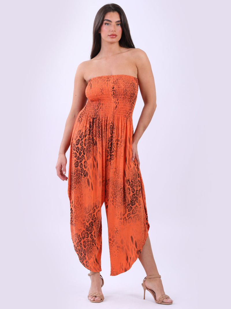 Smocked Tube Tulip Jumpsuit Orange