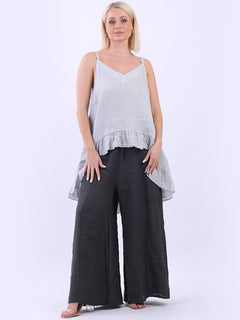 Plain ruffle Sleeveless Top Silver