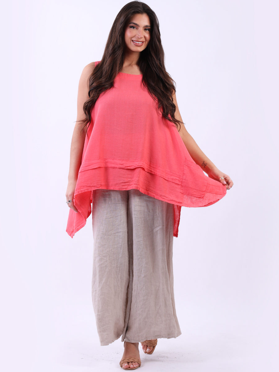 Solid Linen Sleeveless Tunic 