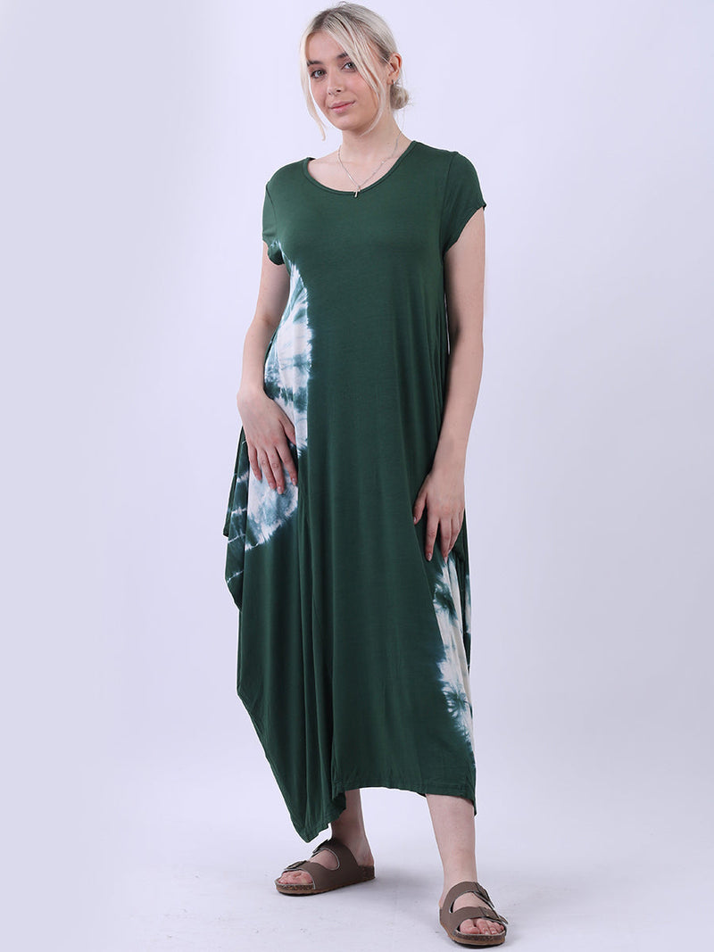 Tie Dye Maxi Dress Bottle Green