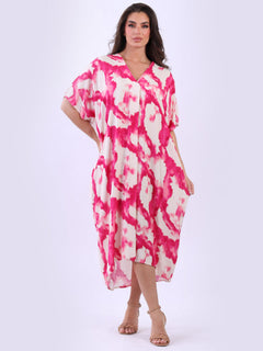 Tie And Dye Plus Size Kaftan Fuchsia