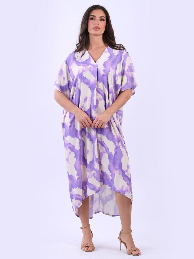 Tie And Dye Plus Size Kaftan Lilac