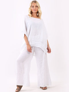 Vintage Wash Linen Top White