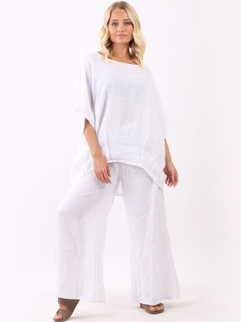 Vintage Wash Linen Top White