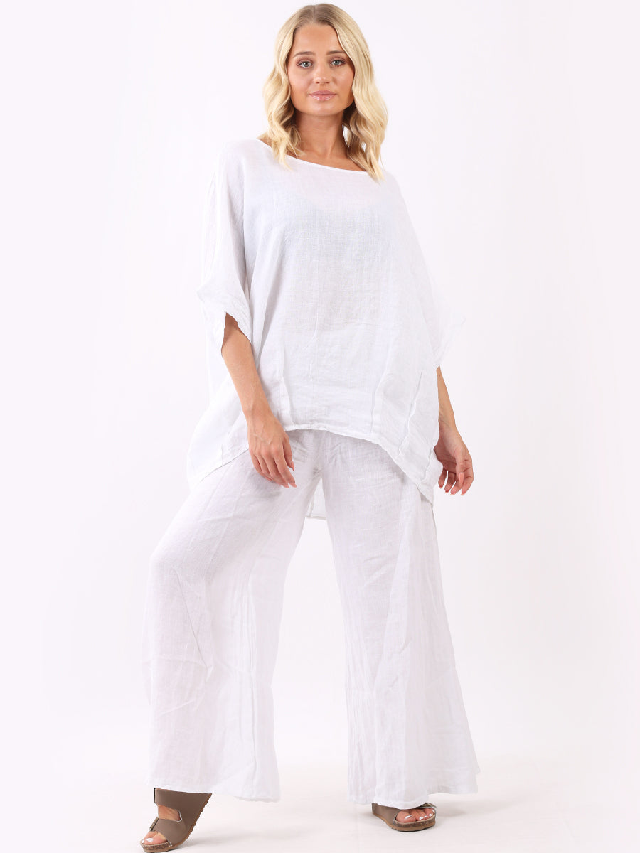 Vintage Wash Linen Top White