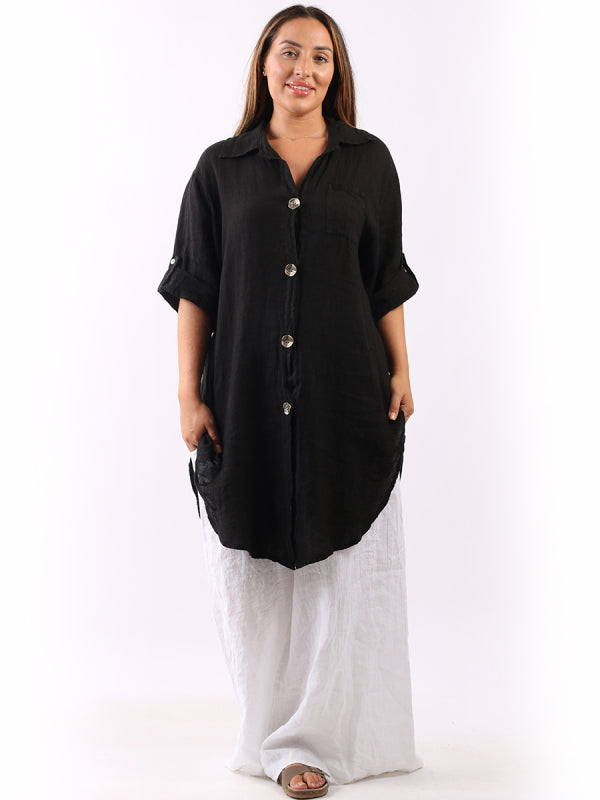 Vintage Wash Linen Shirt Dress