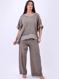 Vintage Wash Plain Cotton Top Mocha