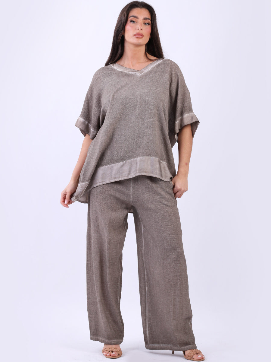 Vintage Wash Plain Cotton Top Mocha