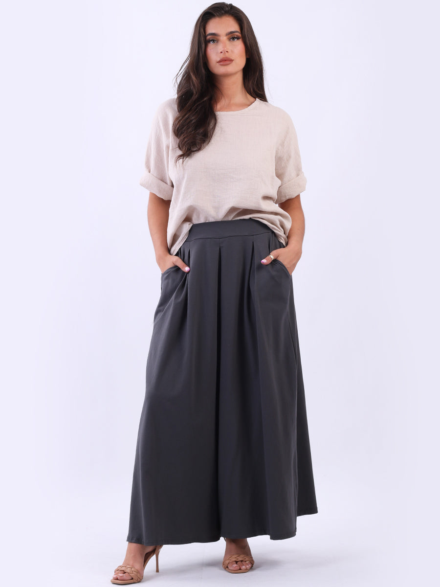 Wide Leg Cotton Palazzo Charcoal
