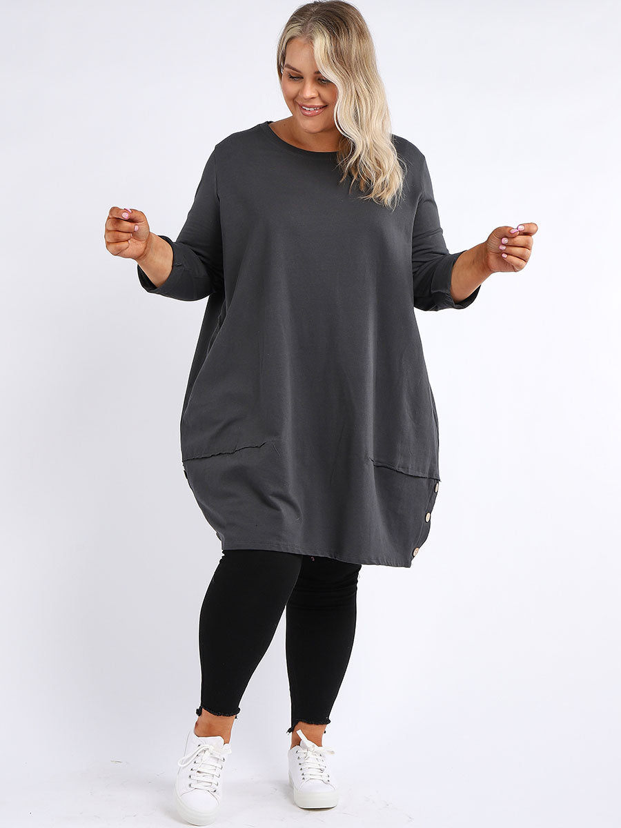 Women Cotton Dress Charcoal