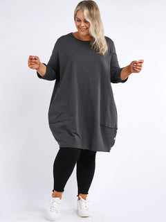 Women Cotton Dress Charcoal