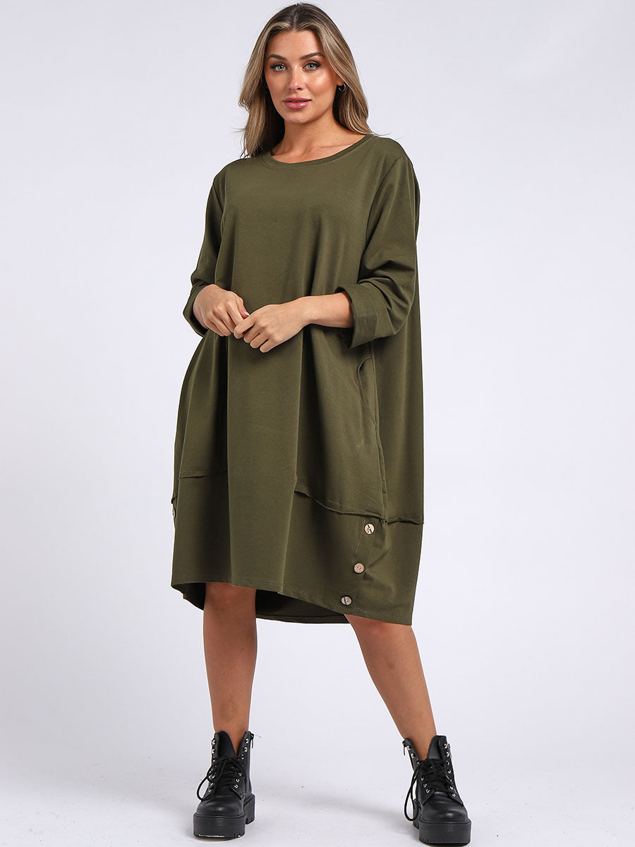 Women Cotton Dress Khaki
