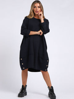 Women Cotton Dress Navy