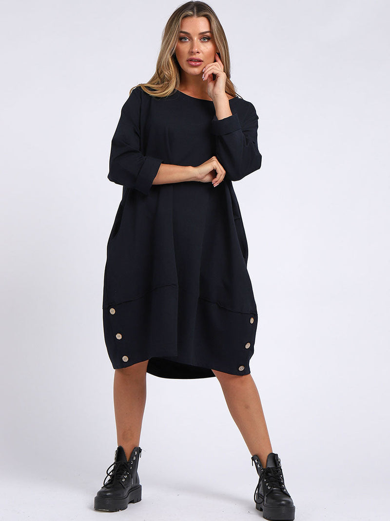 Women Cotton Dress Navy