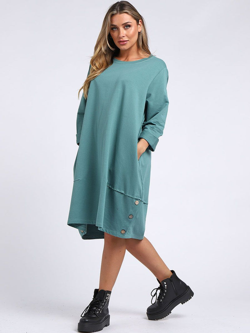 Women Cotton Dress Ocean Blue