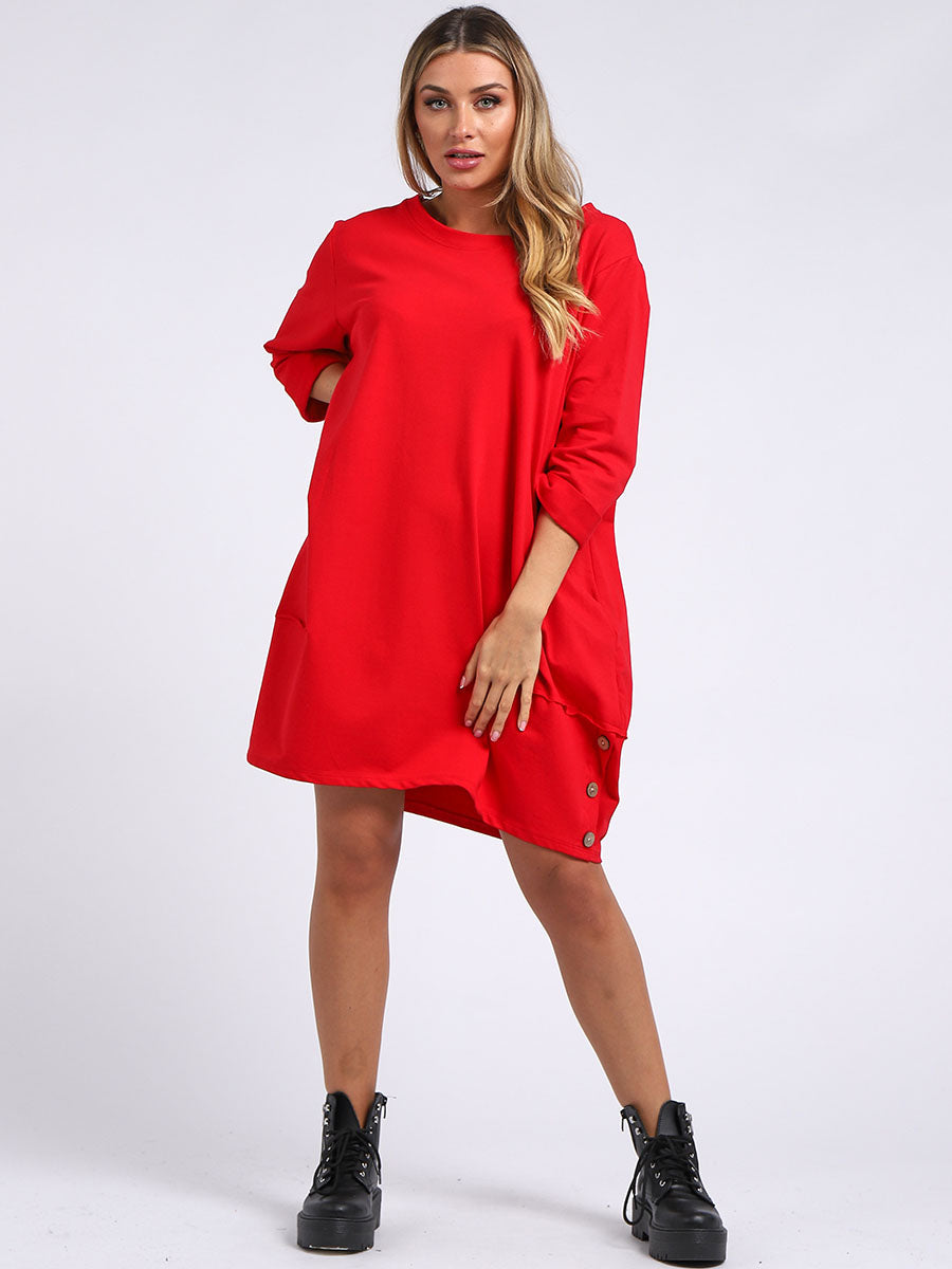 Women Cotton Dress Red