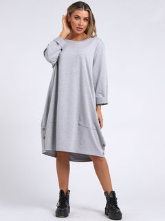 Women Cotton Dress Silver