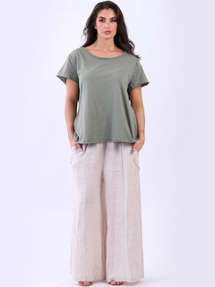 Plain Cotton Ladies T-Shirt Khaki