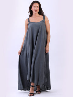 Linen Swing Dress Charcoal