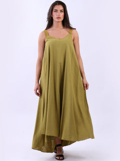 Linen Swing Dress Olive