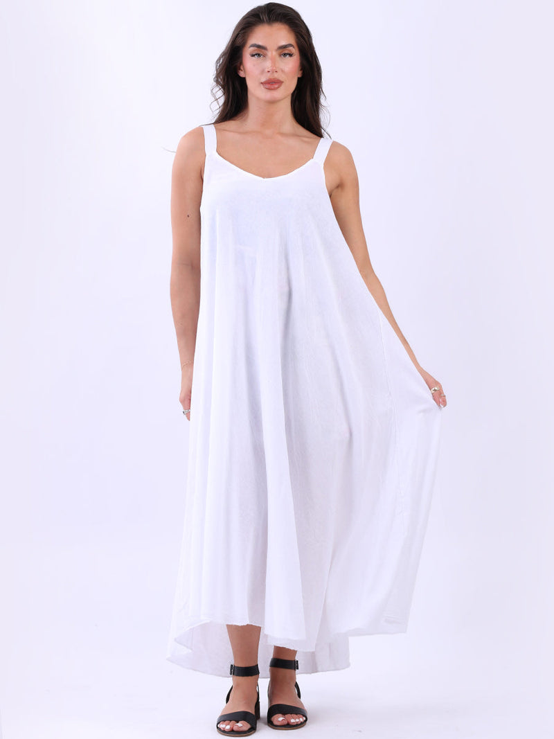 Linen Swing Dress White