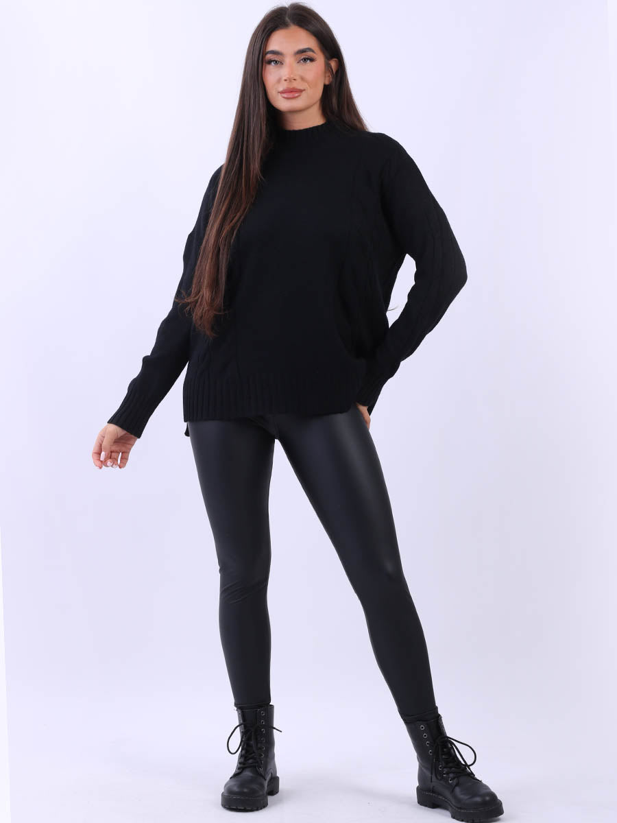 Cable Knit Cozy Jumper Black