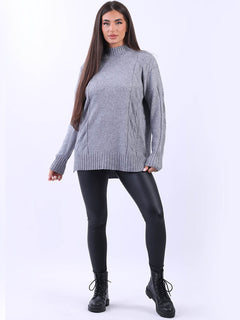 Cable Knit Cozy Jumper Dark Grey