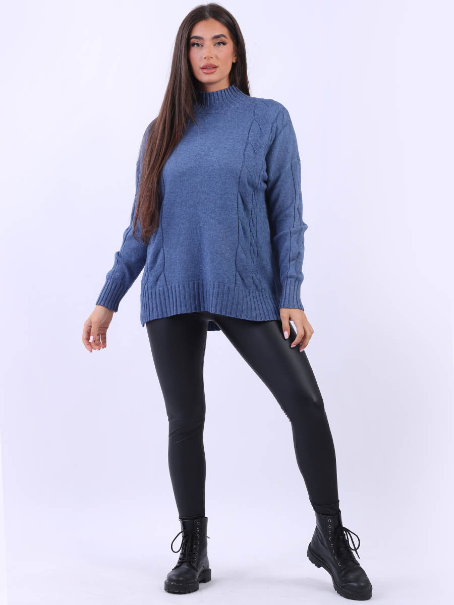 Cable Knit Cozy Jumper Denim