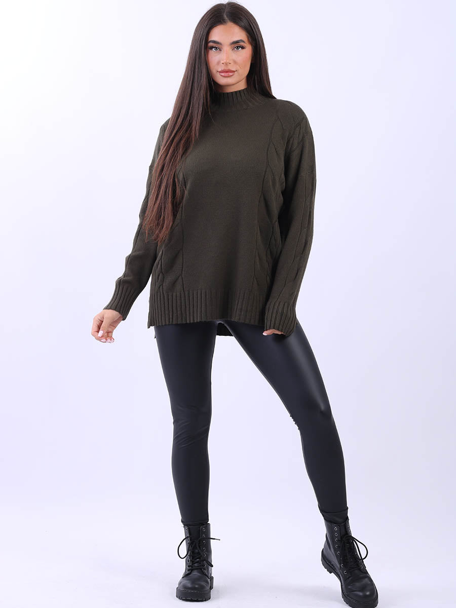 Cable Knit Cozy Jumper Khaki