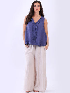 Linen Crop Tank Top Denim