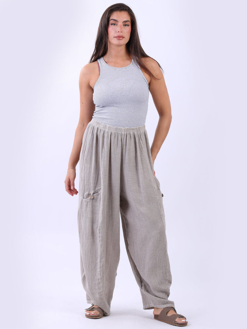 Plain Vintage Wash Trouser Beige