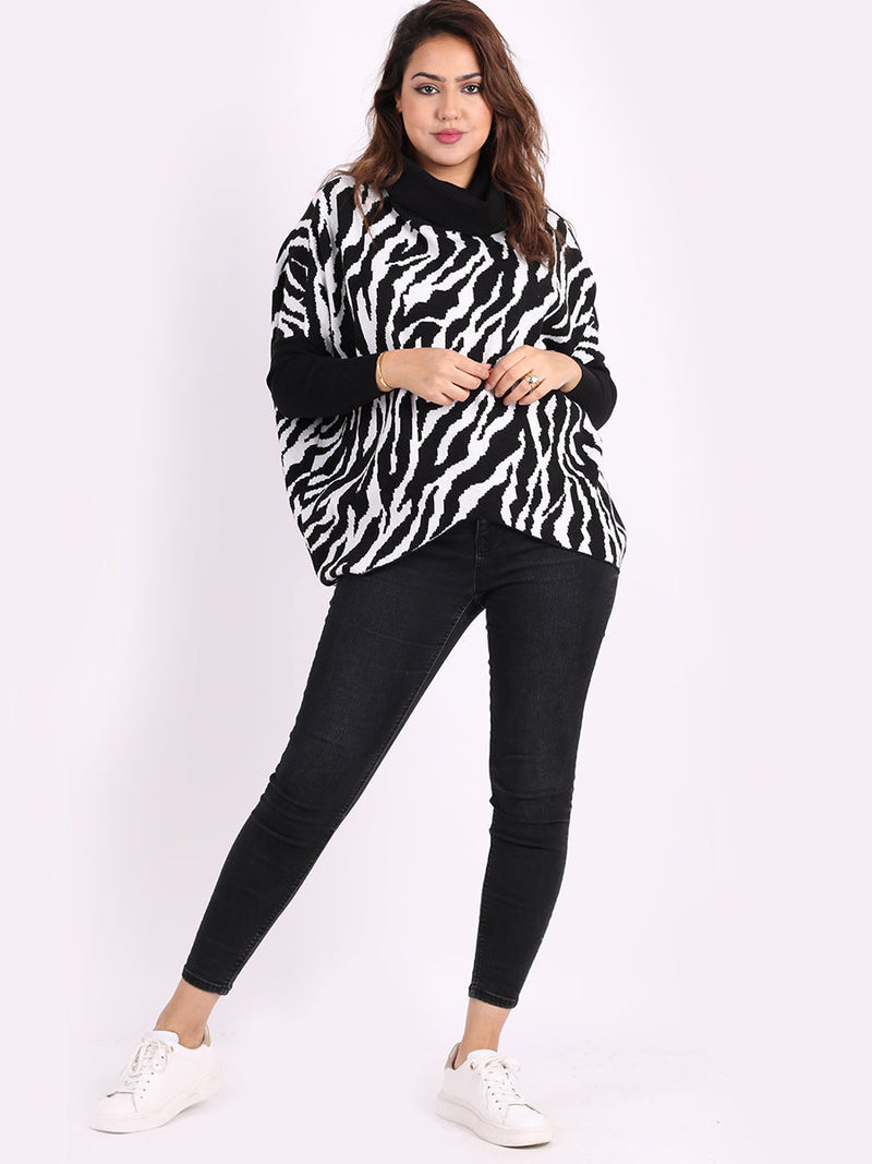 Women Batwing Kniited Jumper Black