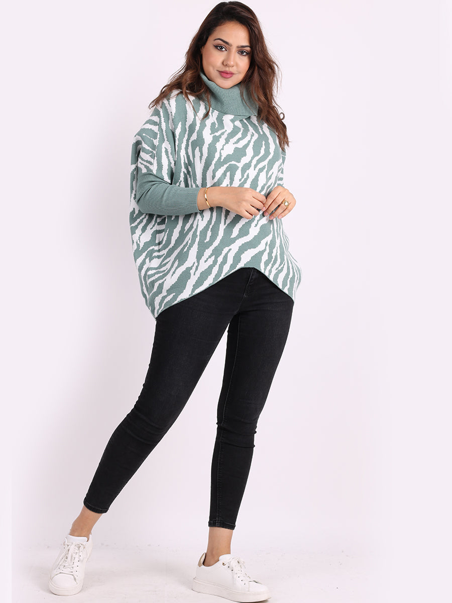 Women Batwing Kniited Jumper Ocean Blue