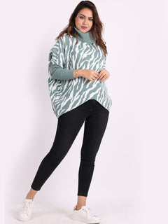 Women Batwing Kniited Jumper Ocean Blue