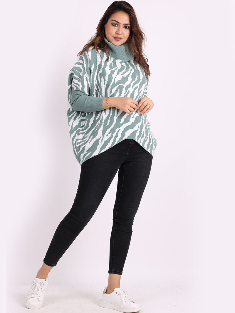 Women Batwing Kniited Jumper Ocean Blue